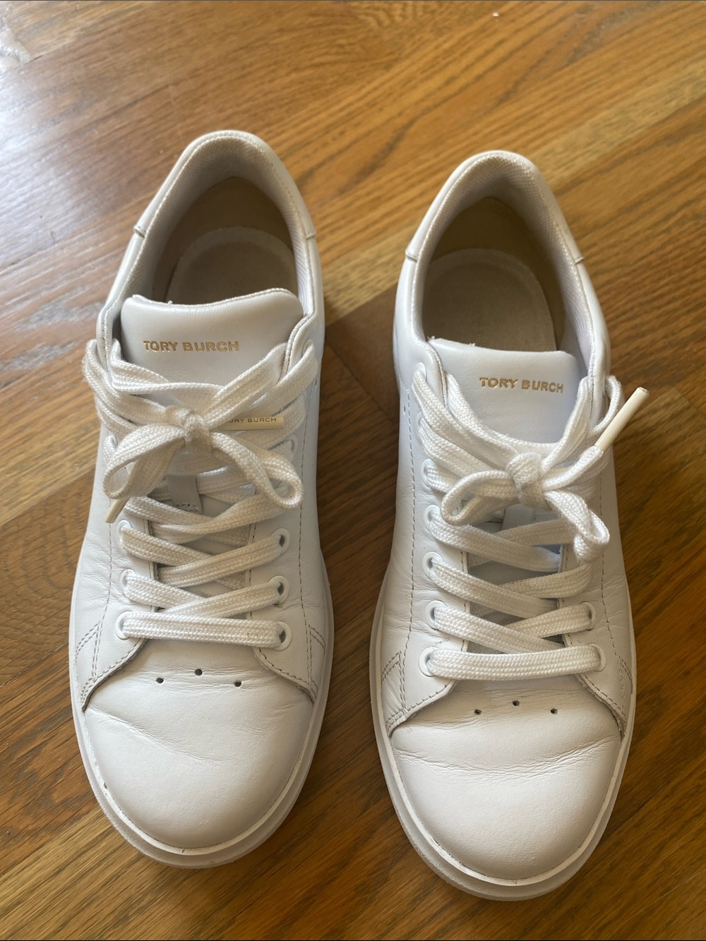 Tory Burch Classic White Leather Sneakers - Picture 2 of 7